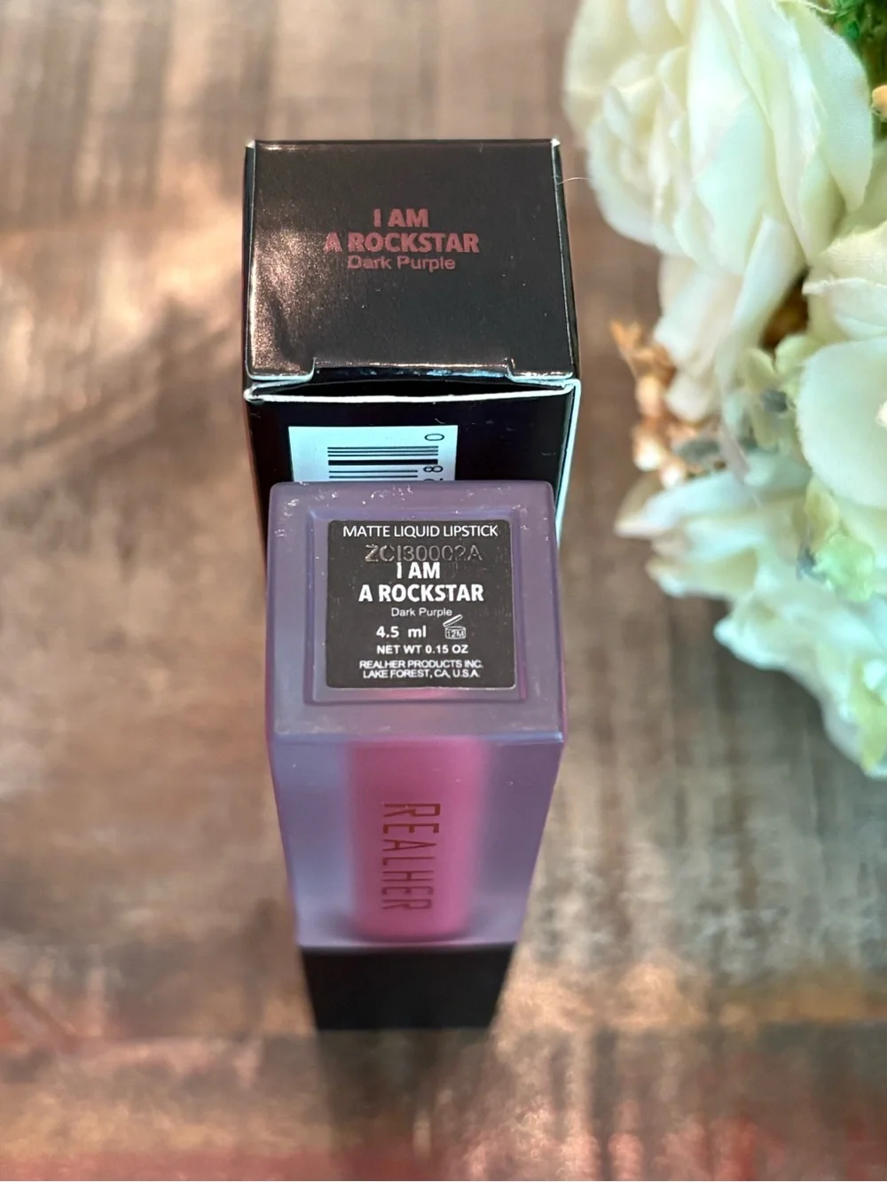 New REALHER Matte LIQUID LIPSTICK in I AM A ROCKSTAR {Dark Purple}